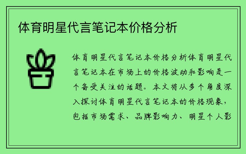 体育明星代言笔记本价格分析